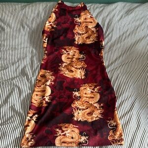 Sexy Fashion Nova dragon Asian inspired fitted stretchy dress